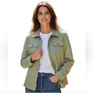 Colorful Planet Jacket zip front shacket sage green size XL NWT